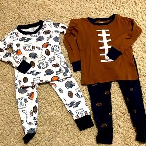 2 sets Carters Football Pajamas